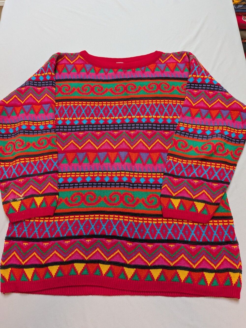 Vintage Clifford Wills Colorful Oversized Sweater Large Made in USA